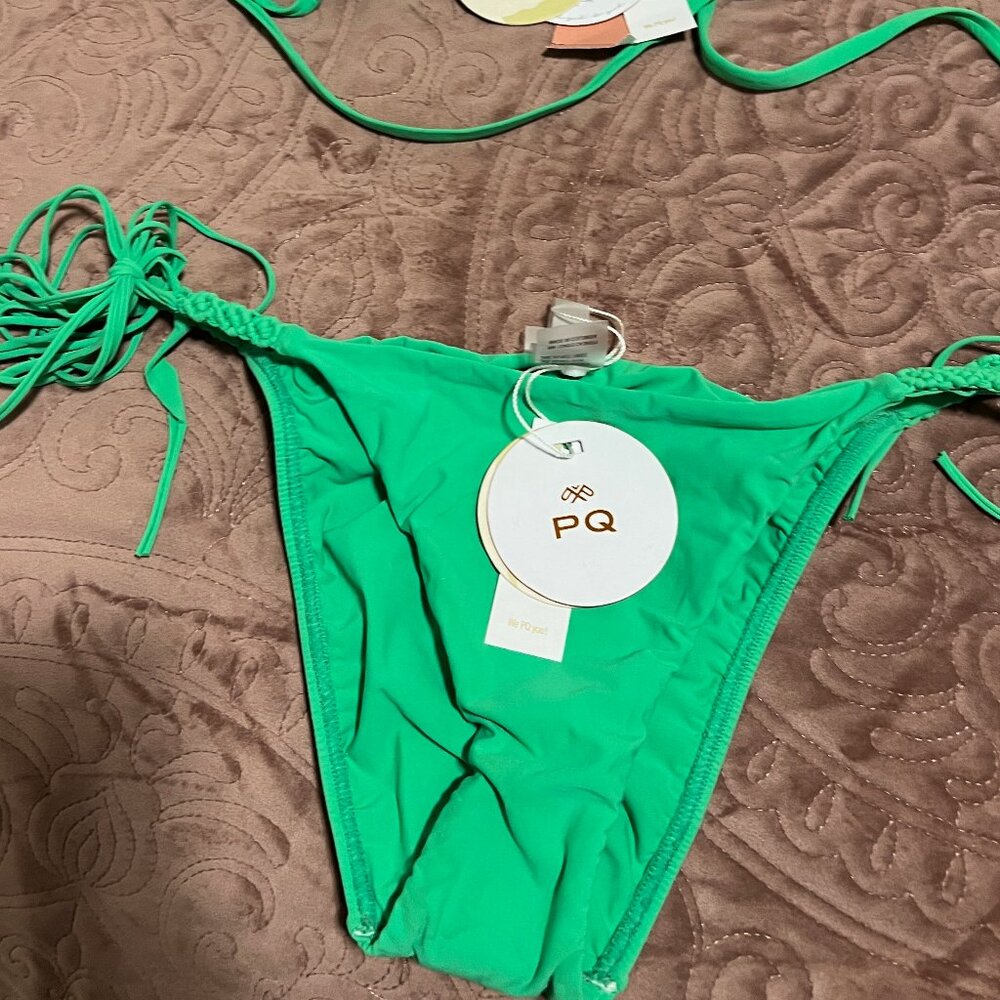 PQ Swimwear Matcha Mila Tie Bottoms Size L Brand New with Tags